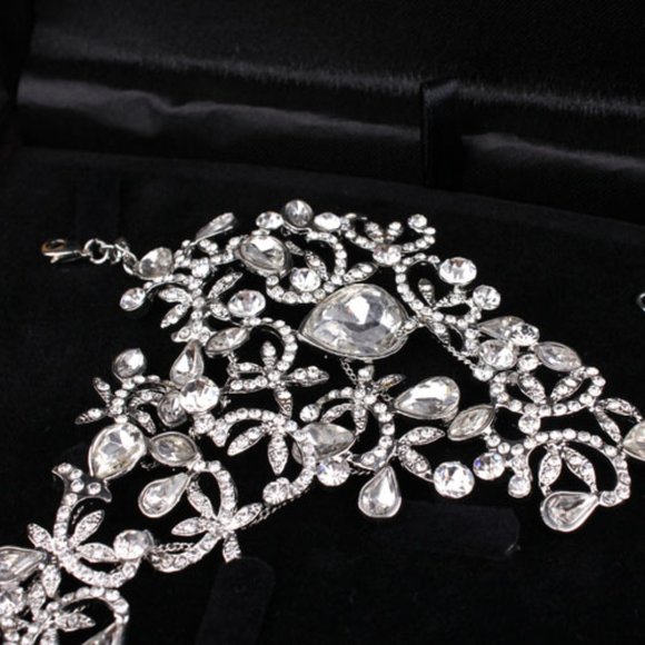 Embellished Swarovski Crystal Bracelet Cuff Ring - Picture 4 of 8